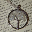 OPALITE Tree of Life Necklace - Silver Wire Wrapped Pendant with Opalite Crystal Chips