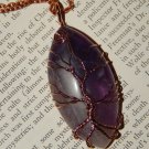 Genuine AMETHYST Marquis Necklace - Copper Wire Wrapped Vesica Pisces Pendant