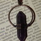 Genuine AMETHYST Crystal Point Necklace - Copper Wire Wrapped Pendant with Amethyst