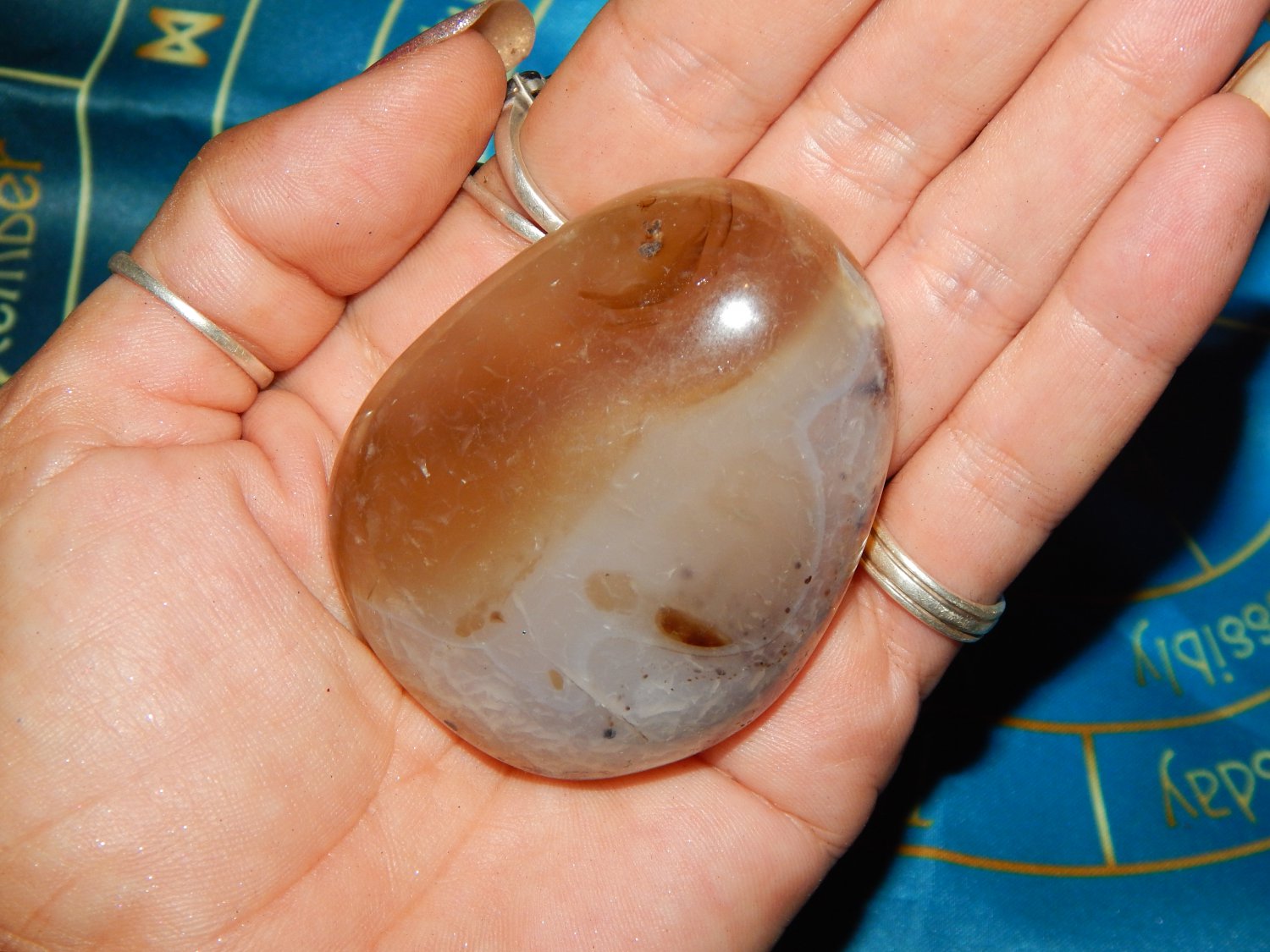 Genuine GREY AGATE Palm Stone - Large Tumbled Aquatic Agate - Metaphysical Crystals