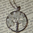 Genuine CLEAR QUARTZ Tree of Life Necklace - Silver Wire Wrapped Pendant