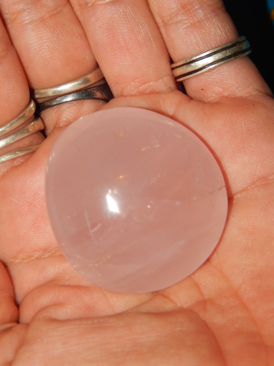 Genuine ROSE QUARTZ Palm Stone - Large Tumbled Genuine Rose Quartz Crystal