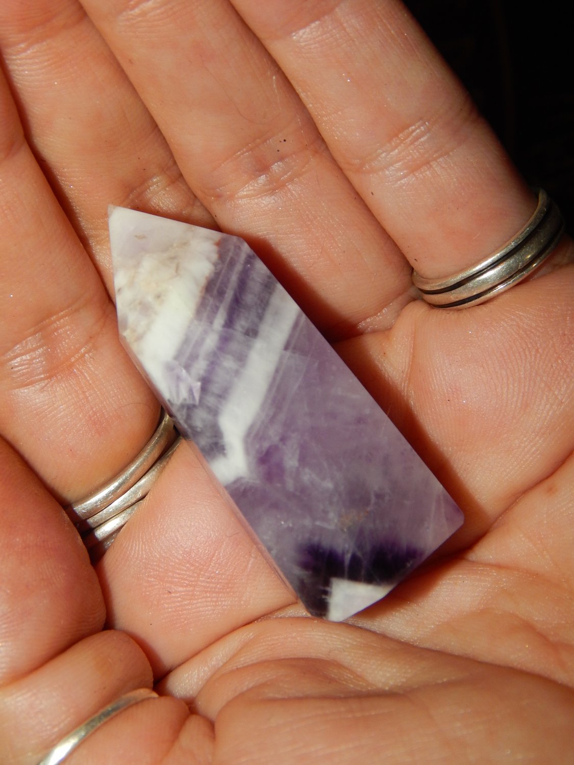 Genuine DREAM AMETHYST Tower - Chevron Amethyst Gemstone Crystal Wand Point