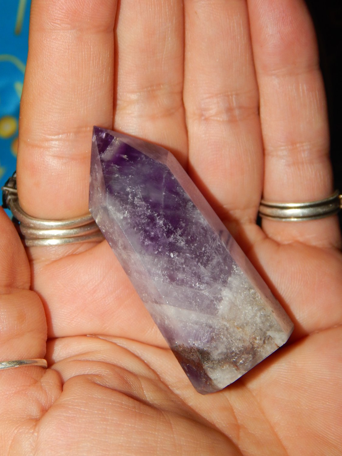Genuine DREAM AMETHYST Tower - Chevron Amethyst Gemstone Crystal Wand Point