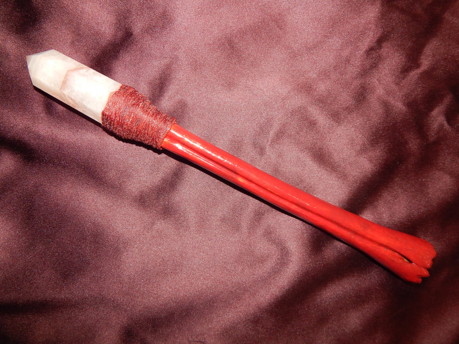 Genuine FIRE QUARTZ & BONE WAND - Deer Bone & Gemstone Wand