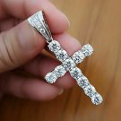 Cross D/VVS1 Round Diamond 14K White Gold Over Christmas Pendant