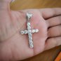 Cross D/VVS1 Round Diamond 14K White Gold Over Christmas Pendant