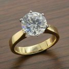 3.00Ct Round Cut D/VVS1 Diamond Solitaire Ring 14k Yellow Gold Plated