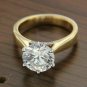 3.00Ct Round Cut D/VVS1 Diamond Solitaire Ring 14k Yellow Gold Plated