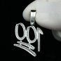 1.80Ct Round Cut D/VVS1 100 Logo Charm Pendant 14K White Gold Finish