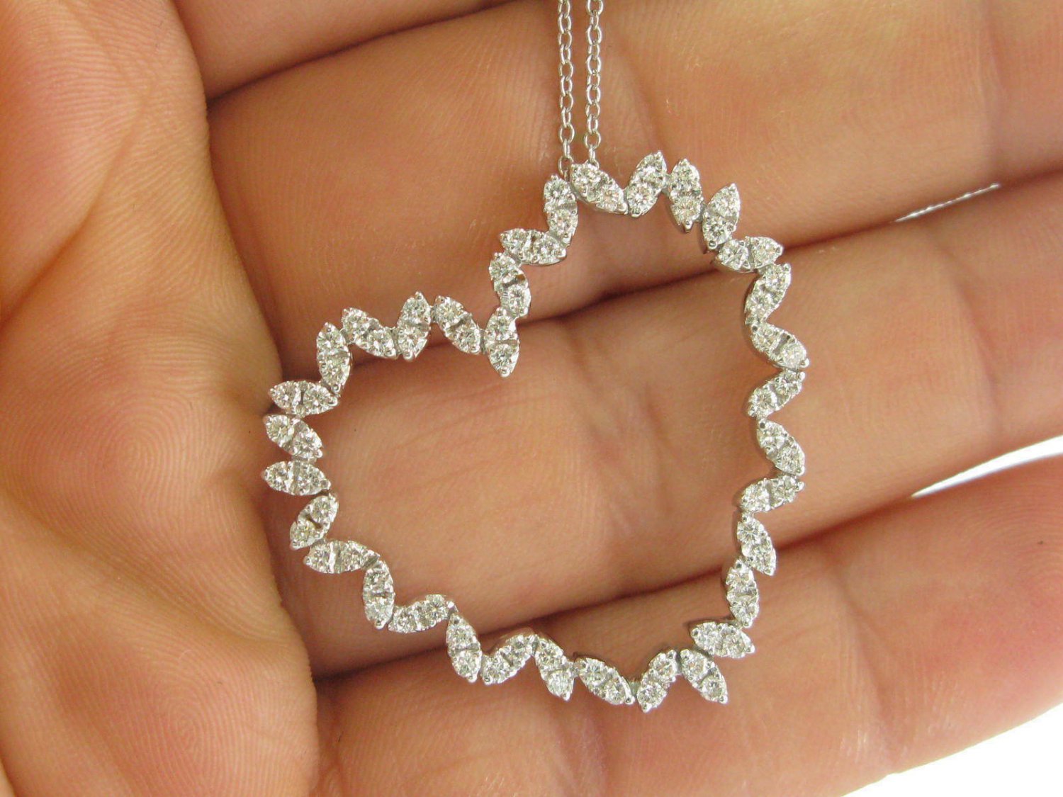 3.00Ct Round Cut Heart Shape White Gold Plated Pendant With Silver Chain