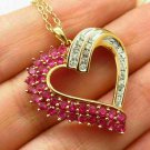 0.90Ct Round Cut Ruby Diamond Heart Pendant Necklace 14K Yellow Gold Over