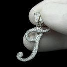 1.00Ct Round Cut D/VVS1 Letter J Pendant 14k White Gold Finish With Chain