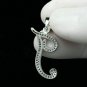 1.00Ct Round Cut D/VVS1 Letter J Pendant 14k White Gold Finish With Chain
