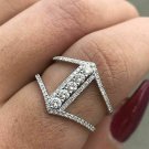 D/VVS1 0.55Ct Round Cut Diamond Wedding Ring 14k White Gold Finish