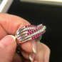 1.25Ct Round Cut Diamond Ruby Cross Wedding Band 14k White Gold Finish