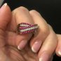 1.25Ct Round Cut Diamond Ruby Cross Wedding Band 14k White Gold Finish