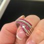 1.25Ct Round Cut Diamond Ruby Cross Wedding Band 14k White Gold Finish