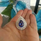 3.50Ct Pear Shape Blue Sapphire Engagement Ring 14K White Gold Finish