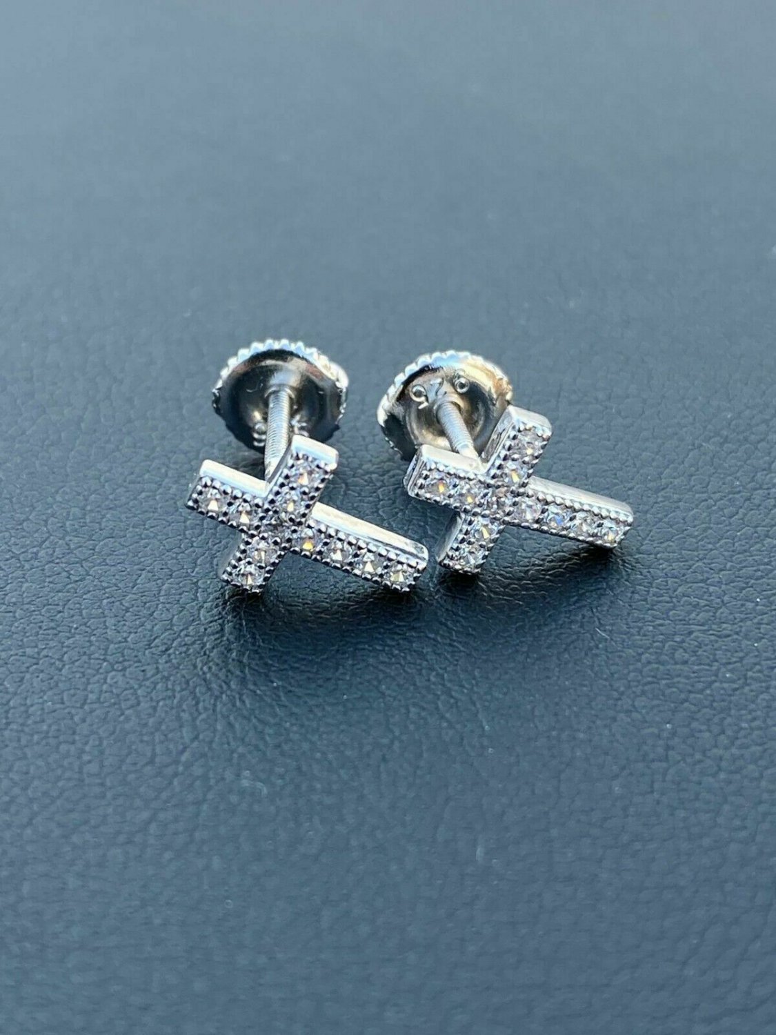 2.10Ct Cross Shape VVS1/D Diamond Stud Earring 14K White Gold Finish