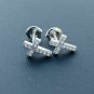 2.10Ct Cross Shape VVS1/D Diamond Stud Earring 14K White Gold Finish