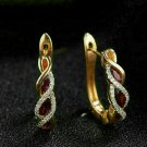 1.75Ct Marquise Cut Red Ruby Diamond Hoop Earrings 14k Yellow Gold Finish