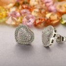 Valentine 1.00Ct Round Cut Diamond Heart Earrings 14K White Gold Finish