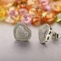 Valentine 1.00Ct Round Cut Diamond Heart Earrings 14K White Gold Finish