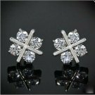 0.80Ct Round Cut VVS1/D Diamond Push Back Earrings 14K White Gold Finish