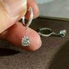 D/VVS1 1.55Ct Round Cut Diamond Dangle Earrings 14K White Gold Finish