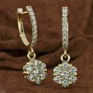 2.15Ct Round Cut Diamond Flower Cluster Dangle Earring 14k Yellow Gold Over