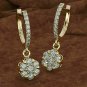 2.15Ct Round Cut Diamond Flower Cluster Dangle Earring 14k Yellow Gold Over