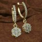 2.15Ct Round Cut Diamond Flower Cluster Dangle Earring 14k Yellow Gold Over