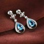 3.15Ct Pear Cut B.Topaz Solitaire Dangle Earrings 14K White Gold Finish