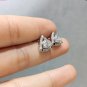 2.10Ct Round Cut Diamond Push Back Halo Stud Earrings 14K White Gold Over