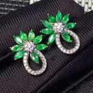 1.50Ct Marquise Emerald & Diamond 14K White Gold Over Stud Earrings