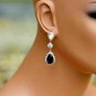 D/VVS1 3.10Ct Pear Cut Blue Sapphire Dangle Earrings 14K White Gold Finish