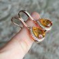 14k Rose Gold Over 4.15 Ct Pear Cut Citrine & Diamond Drop/Dangle Earrings