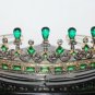 Victorian Inspired 16.25ct rose cut diamond emerald 925 silver Tiara