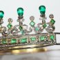Victorian Inspired 16.25ct rose cut diamond emerald 925 silver Tiara
