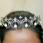 Victorian Inspired 11.80ct rose cut diamond pearl silver Hair jewelry tiara