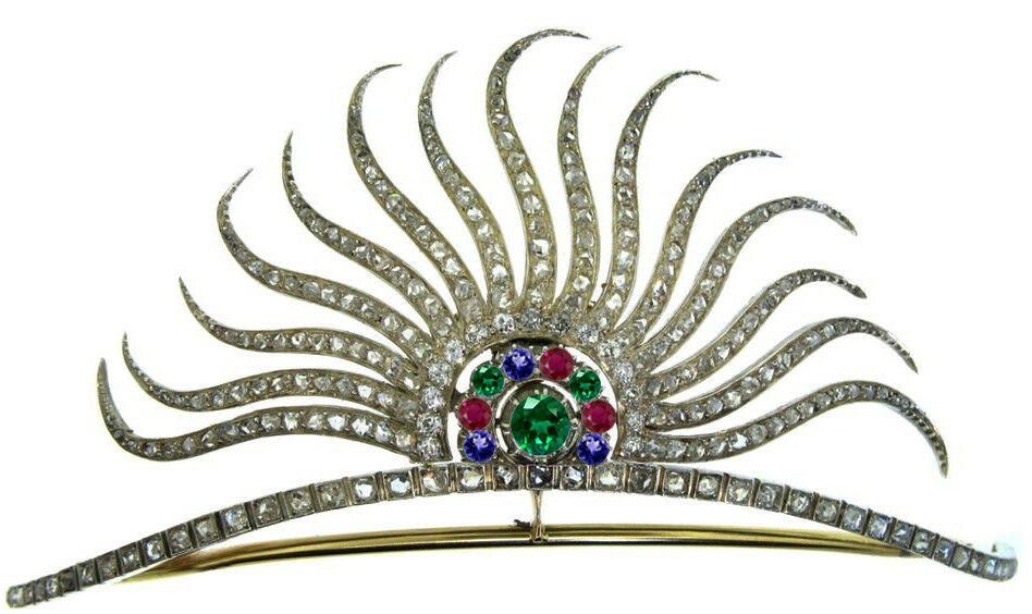 Victorian inspired 8.60cts rose cut diamond Gemstone 925 silver tiara crown