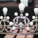 8.10Ctw Rose Cut Diamond Pearl Victorian Look 925 Silver Wedding Tiara