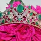 16.50ct Rose Cut Diamond Antique Look Silver Wedding Emerald Gemstone Tiara
