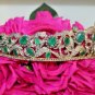 16.50ct Rose Cut Diamond Antique Look Silver Wedding Emerald Gemstone Tiara