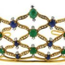 8.25Ctw Rose Cut Diamond Antique Look Silver Emerald Sapphire Tiara