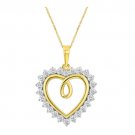 Valentine Round Cut Diamond 14k Yellow Gold Finish Hearts Pendant With Chain