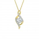 ROUND DIAMOND 14K YELLOW GOLD FINISH 925 STERLING SILVER WITH CHAIN PENDANT