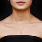 ROUND DIAMOND 14K YELLOW GOLD FINISH 925 STERLING SILVER WITH CHAIN PENDANT