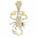 D/VVS1 2.80Ct Round Cut Scorpion Pendant Charm Unisex 14K Yellow Gold Plated